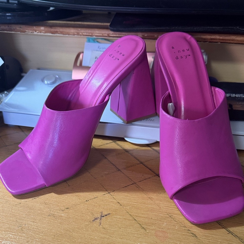 a new day Pink Block Heel Slide Mule